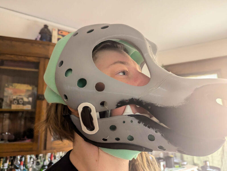 Failed Padding Attempt 1: profile ( You can see how the head pulls down. My head needs to be more aligned with the features. My chin needs to be farther back and my mouth/jaw lined up better with the head mouth/jaw)