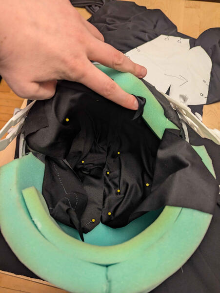 using pins to test the interior.